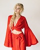 bluzki z długim rękawem damskie Bluzka Hippie Red Print 1