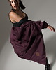 płaszcze damskie Ocieplany płaszcz longline hoodie oversize burgund 6