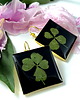 kolczyki z żywicy KOLCZYKI - BLACK Lucky clover (koniczyna) 4