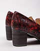 półbuty damskie PÓŁBUTY NA 6 CM SŁUPKU - SKÓRA NATURALNA - MODEL 250-CZARNO-CZERWONY MARMUR 5