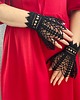rękawiczki damskie Mankiety koronkowe czarne z koraliczkami gothic lace cuffs 1