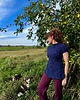 swetry damskie Ręcznie dziergany granatowy sweter bez rękawów z wełny merino i bawełny 3