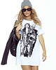 t-shirt damskie T-shirt bawełniany Maxi Dugi biały z Kosmonautką  "Rebel Stories" 1