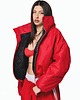kurtki damskie Krótka kurtka bomber cherry red z kołnierzem 4