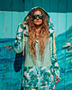 bluza z kapturem damska Candy Long hoodie Tourquise deligh 2