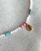 chokery Naszyjnik Choker z masą perłową turkusem i koralem i pozłacaną muszelką 1