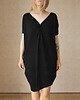 sukienki midi damskie Sukienka krótki rękaw asymetria Czarna Dekolt V 1