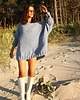 swetry damskie  Sweter handmade oversize  baby blue z wełną 4