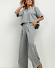 bluzki kimonowe damskie Bluza kimono z dekoltem V, T416, jasnoszary 1