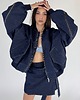 kurtki damskie Krótka kurtka bomber zipper denim dark blue 1