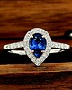 pierścionki zaręczynowe Pierścionek z Niebieskim Szafirem i Diamentami w Złocie 585 Handmade 2