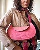 torby na ramię Skórzana różowa torebka rogalik z recyklingu krokodyl 6