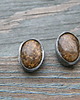 kolczyki wire wrapping bronzyt - owale - sztyfty 2