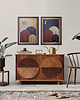 obrazy Drewniany dyptyk w stylu boho i midcentury. Słońce i księżyc. Dzień i noc. 1