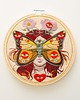 Ozdoby na ścianę Madame Butterfly ecru, haft w tamborku 20 cm 2