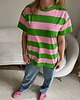 t-shirt damskie T-shirt w różowo-zielone paski Primavera 1