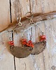 kolczyki z mosiądzu Kolczyki z kutej, oksydowanej alpaki i naturalnego koralu /17/ handmade 2
