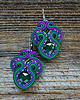 kolczyki soutache Zieleń i fiolet - kolczyki soutache z kryształkami 3