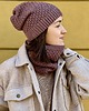 komplety damskie Zestaw - Czapka przedłużana Slouchy & Komin - Wrzos 3