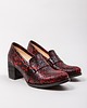półbuty damskie PÓŁBUTY NA 6 CM SŁUPKU - SKÓRA NATURALNA - MODEL 250-CZARNO-CZERWONY MARMUR 1