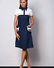 sukienki midi damskie Granatowa sukienka z kołnierzykiem POLO II 1