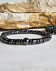 biżuteria męska Męska podwójna bransoletka / Zielone Tygrysie Oko / Głowy Panter / Hematyt 7