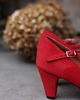 czółenka damskie BALERINY RETRO NA OBCASIE CZERWONY ZAMSz 4