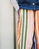 spodnie materiałowe damskie Spodnie Barrel Leg w kolorowe paski 2