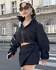 kurtki damskie Krótka kurtka bomber collar czarna 2