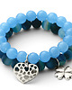 bransoletki z kamieni naturalnych Mat agate with clover pendant in blue. 1