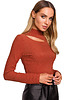 bluzki z długim rękawem damskie Golf z wycięciem-ceglasty(M-608) 4