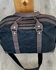 torby podróżne Torba podróżna czarno-brązowa ze skóry i bawełny woskowanej Vintage. 1
