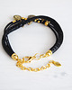 bransoletki na sznurku Bransoletka - Czarna, monety - złota 1