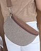 saszetka nerka Beżowo brązowa nerka pleciony materiał boho na ramię pojemna 1