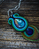 wisiory Peacock eye- wisior soutache z piórami 5