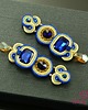 kolczyki soutache Beż, złoto i szafir - kolczyki sutasz 2