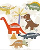 naklejki ścienne do pokoju dziecka Mapa świata z dinozaurami. Naklejki ścienne zestaw 4