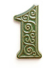 napisy dekoracyjne i tabliczki Numer domu, cyfra 1, zielono-brązowa, do przykręcenia 4