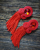 klipsy Etniczne klipsy soutache z frędzlami- czerwone 3