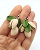 kolczyki z masy plastycznej Kolczyki pistacje i liście handmade stal nierdzewna lekkie 3