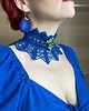 chokery Chabrowy kobaltowy naszyjnik w stylu Monet lilie wodne 3