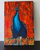 obrazy Obraz Olej Paw Czerwień 40x60 Impasto Abstrakcja Pióra Faktura 3