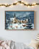obrazy i plakaty do pokoju dziecięcego PLAKAT zimowa wioska ilustracja górski krajobraz zimowy 2