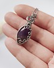 wisiory Naszyjnik Ametyst stal chirurgiczna wisiorek handmade wirewrapping 4