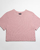 t-shirt damskie Krótki prążkowany t-shirt LILA - Pink 1