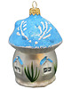 bombki Ręcznie malowana bombka szklana niebieski grzybowy domek 4