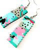 kolczyki z masy plastycznej Turkusowo różowe kolczyki geometryczne 2