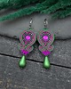 kolczyki soutache Kolczyki sutasz zielono fuksjowe kolorowe Cleo z dużą łezką 2