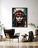 plakaty Plakat Indianka z pióropuszem, portret silnej kobiety w stylu Street Art 1