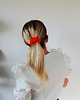 gumki do włosów Gumka jedwabna, scrunchie, frotka neonowa czerwień MIDI 3